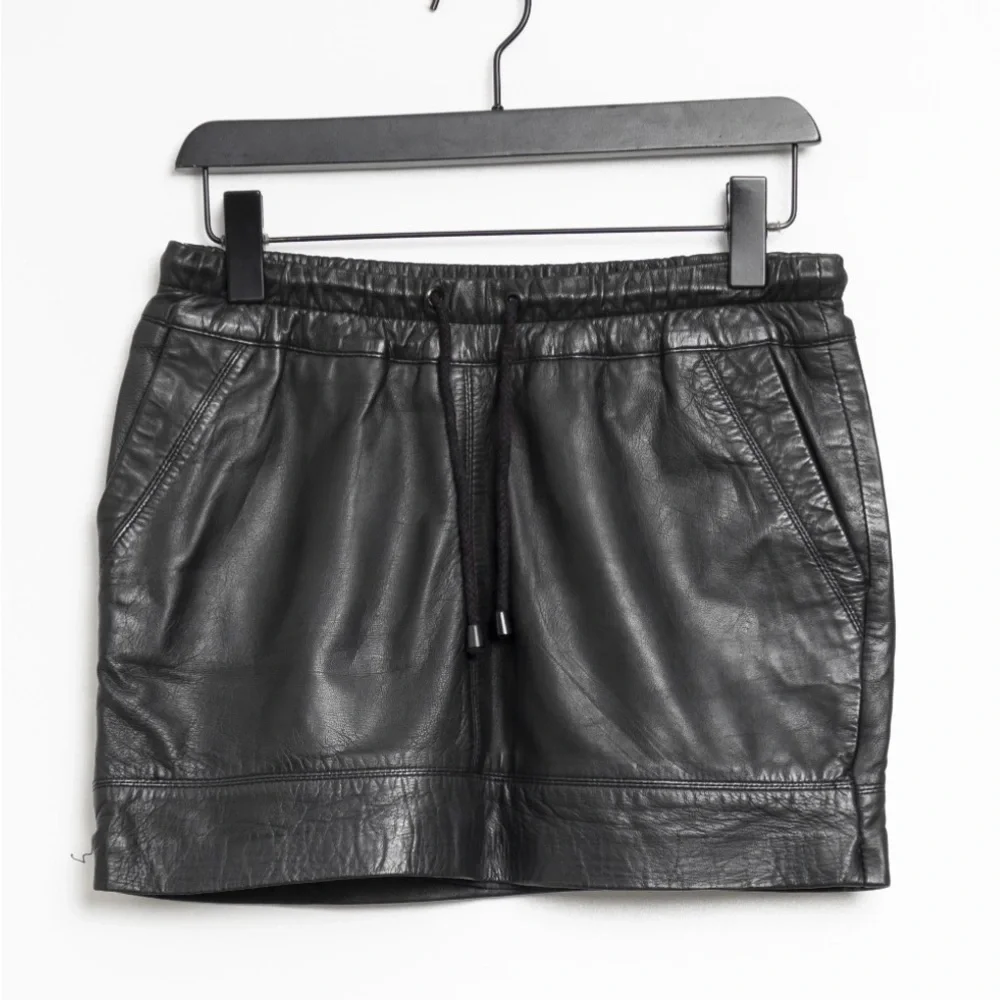 MNG Black Leather Skirt - Picture 1 of 8